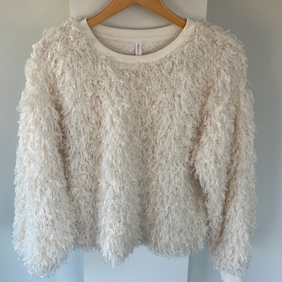 Xhilaration Sweater with frills. Off white with ribbed neck and wrist - Picture 5 of 5